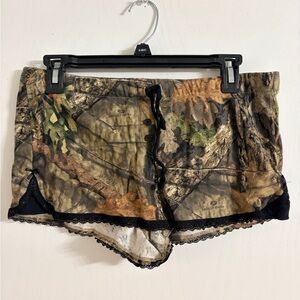 Mossy Oak Women's Camo Sleep Shorts with Black Lace